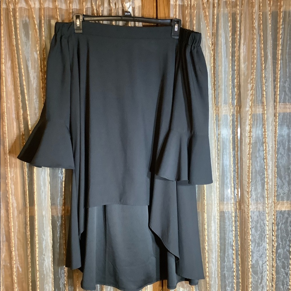 Glamorous Drop Shoulder Black High Low Tunic